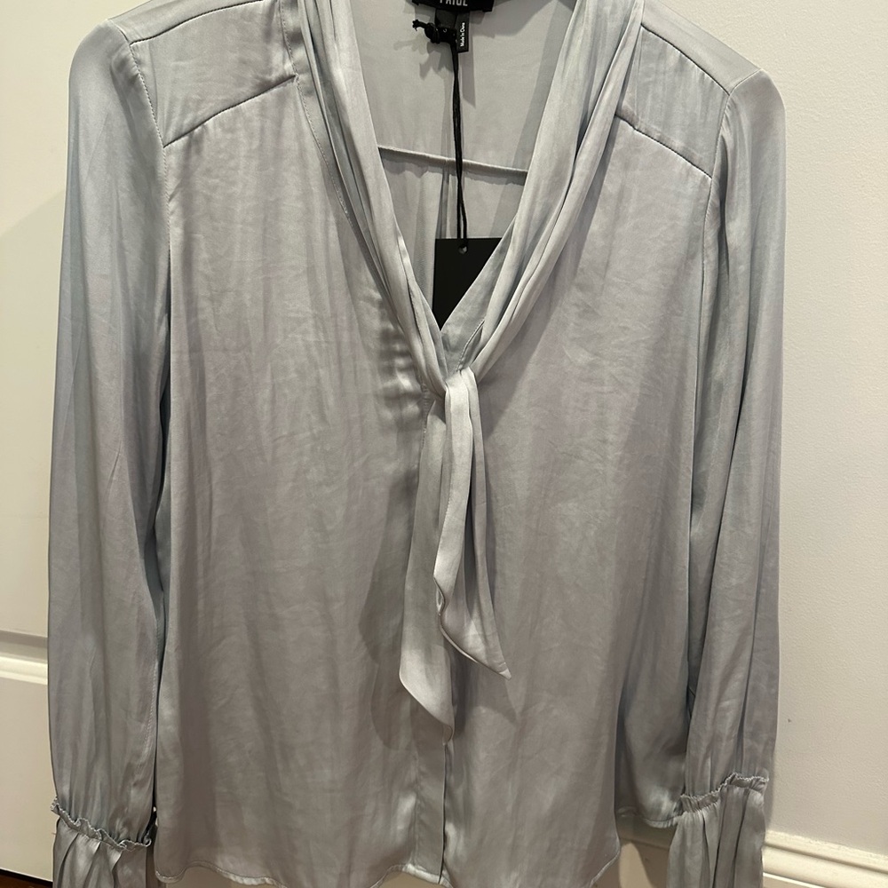 PAIGE Blue Tie-Front Women's Blouse